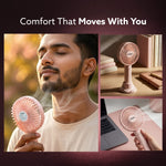 Elite Mini Fan,  4 inches, Rechargeable Lithium-Ion with 2600 mAh Battery, 3 Speed Option, Handheld and Table Dock Fan for Home, Kitchen, Office Desk, High Speed, Pink