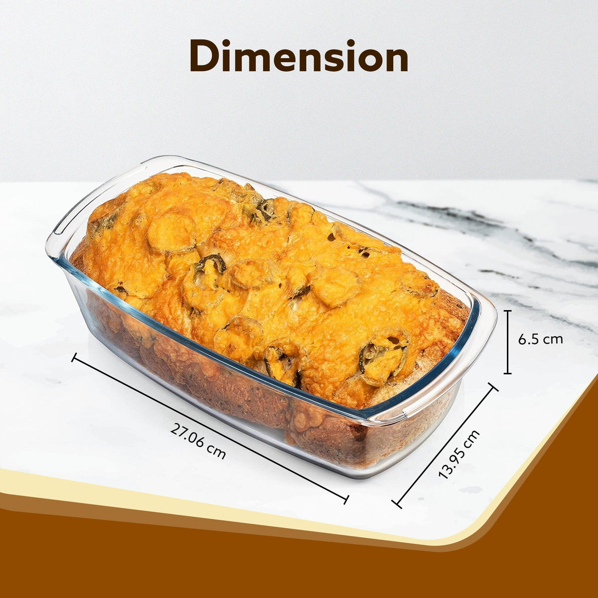 Elite Glass Loaf Tray Rectangular, 1800ml, Bake Safe, Oven Safe, Glass Dish Tray, Borosilicate Glass Tray, Serving Tray,  Microwave Oven Safe, Kitchen, Food Serving, Transparent