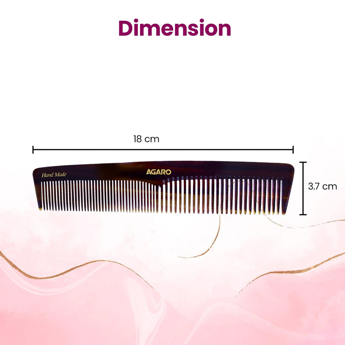 AGARO Hand Made Cellulose Acetate Comb HMC76, All Fine Tooth Dressing Comb, Smooth Rounded Teeth, Hair Styling, Hair Brushing, Hair Dressing, Brown