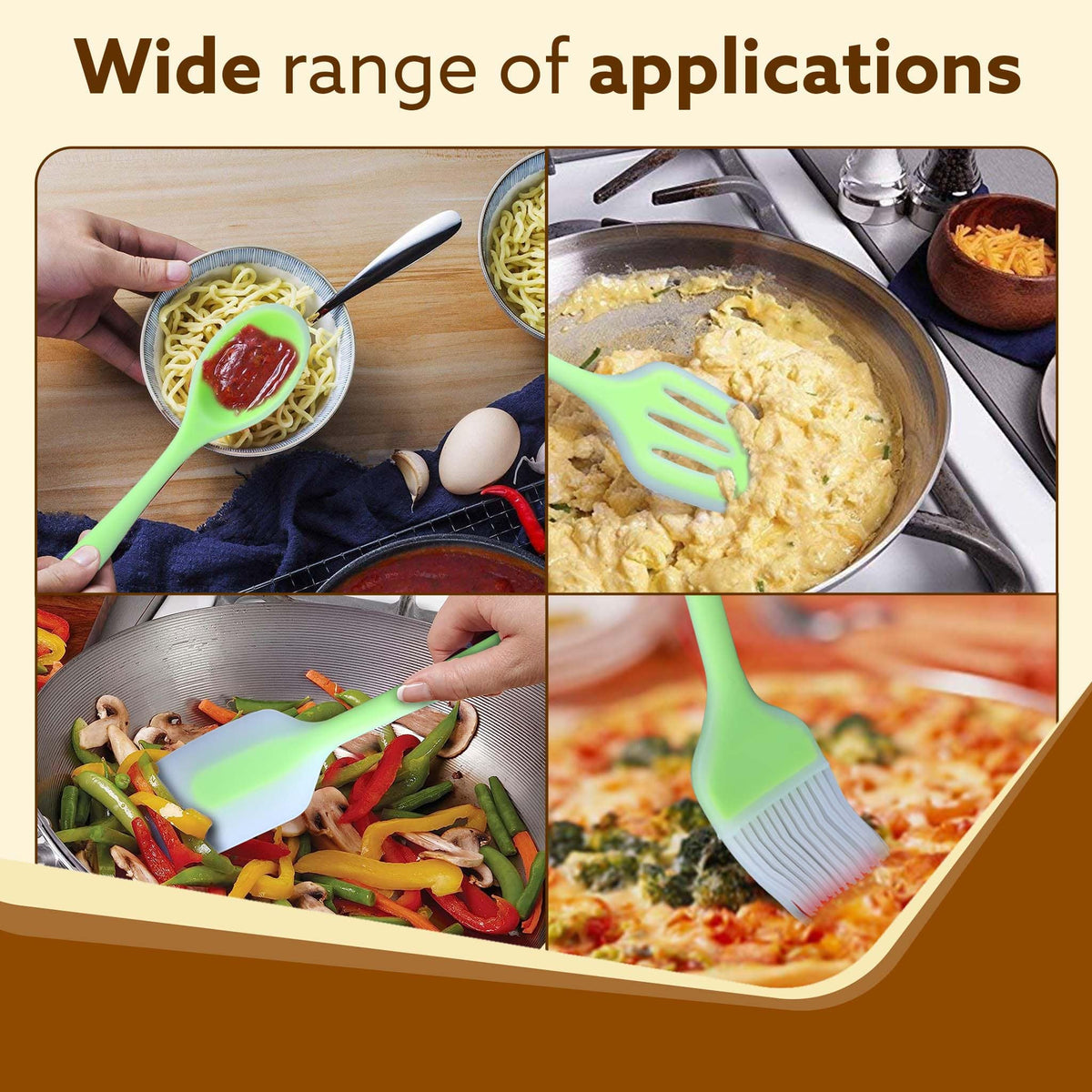 Deluxe Silicone Spatula Set of 6, Green
