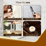 Royal Milk Frother, 3-Speed Electric Frother for Coffee with Whisk and Frother, Frother Mixer, Stand-up Design, for Cream (Whisk Milk frother), Rechargeable, Stainless Steel