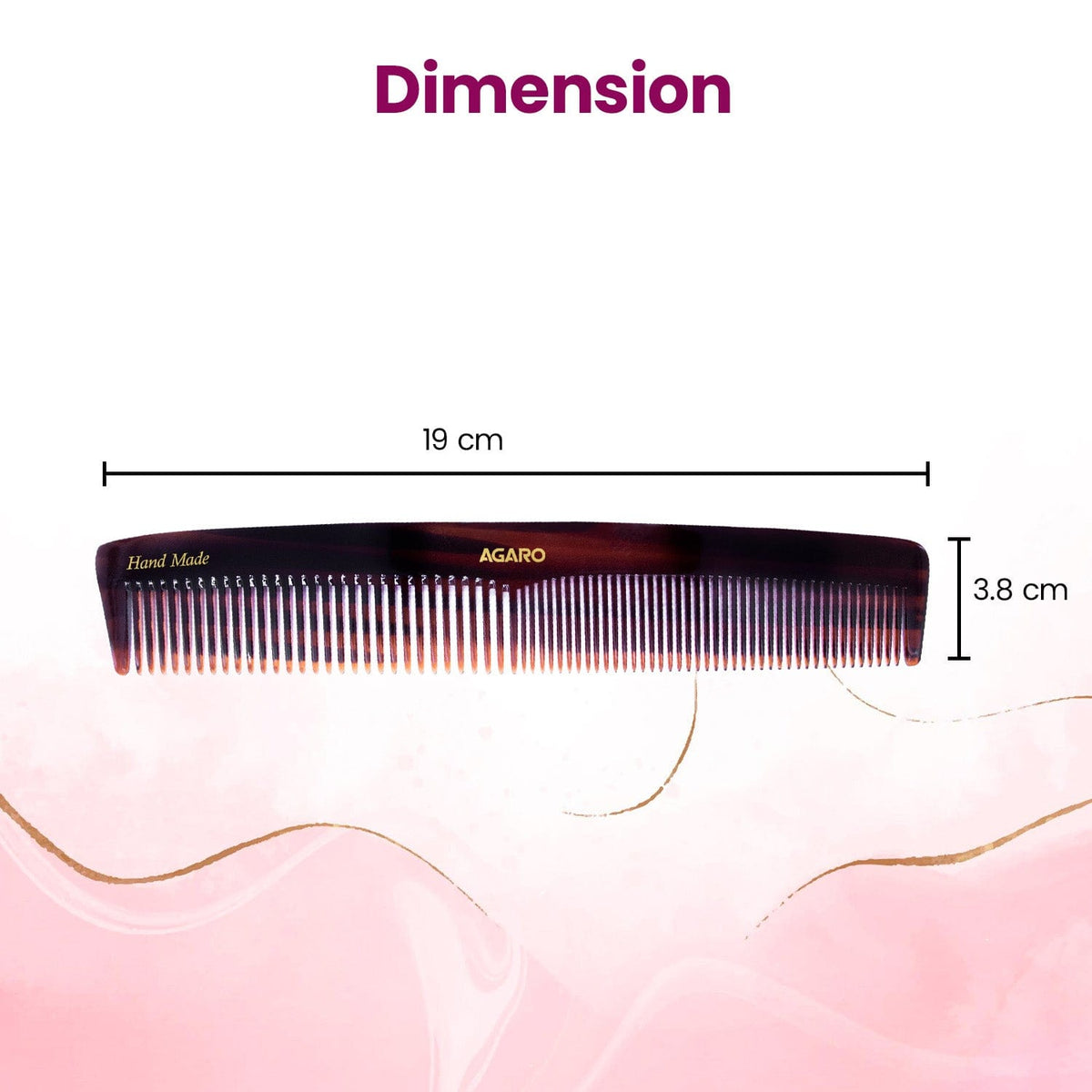 AGARO Hand Made Cellulose Acetate Comb HMC75, All Fine Tooth Dressing Comb, Smooth Rounded Teeth, Hair Styling, Hair Brushing, Hair Dressing, Brown