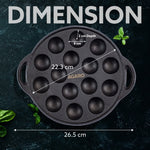 Royal Pre-Seasoned Cast Iron Paniyaram Pan, 15 pits (4cm x 2cm Each), No Chemical Coating, Rigid Handle, Fast Heating, Gas Oven Compatible, Appe, Gunta Ponganalu, Paddu, Kuzhi & Litti