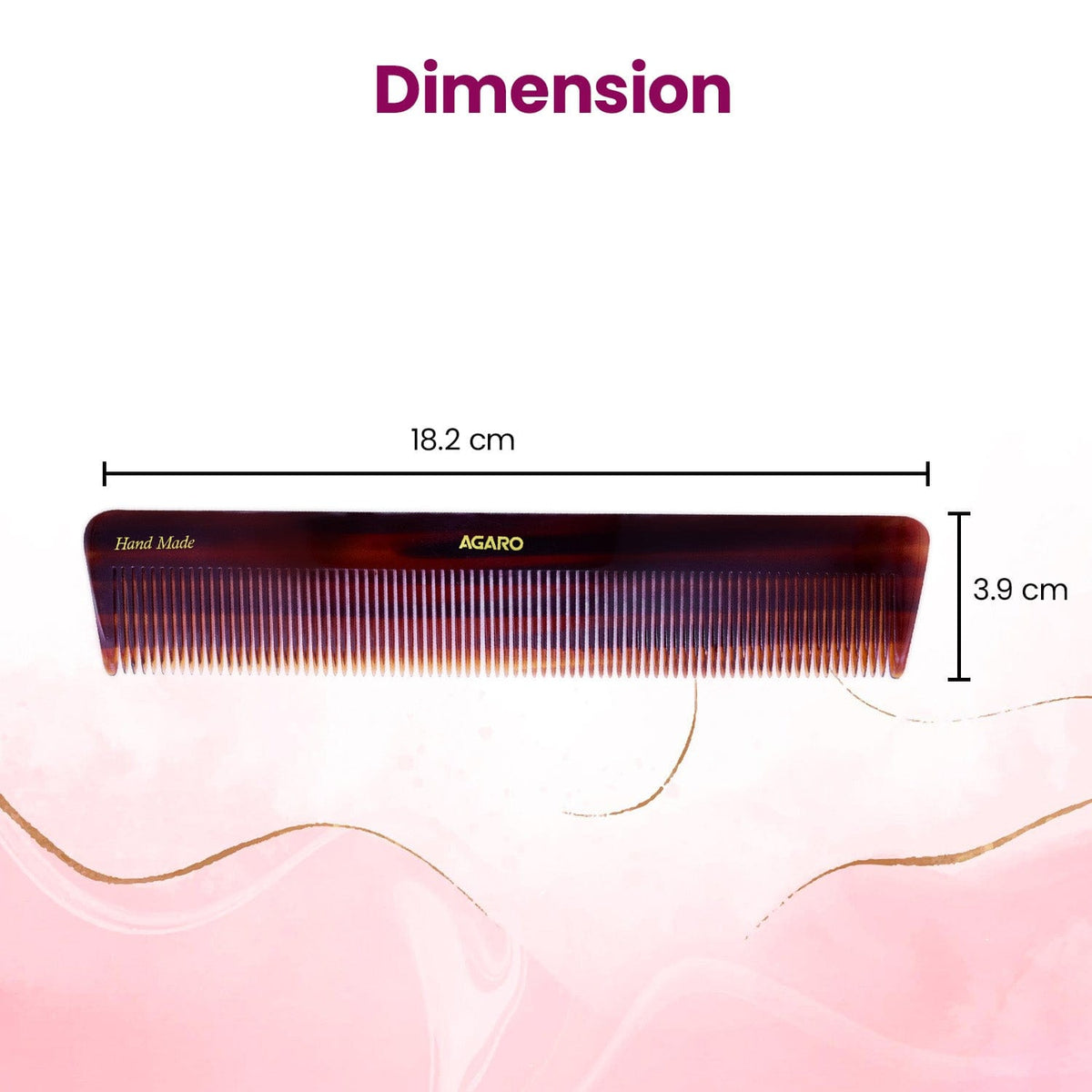 AGARO Hand Made Cellulose Acetate Comb HMC71, All Fine Tooth Dressing Comb, Smooth Rounded Teeth, Hair Styling, Hair Brushing, Hair Dressing, Brown