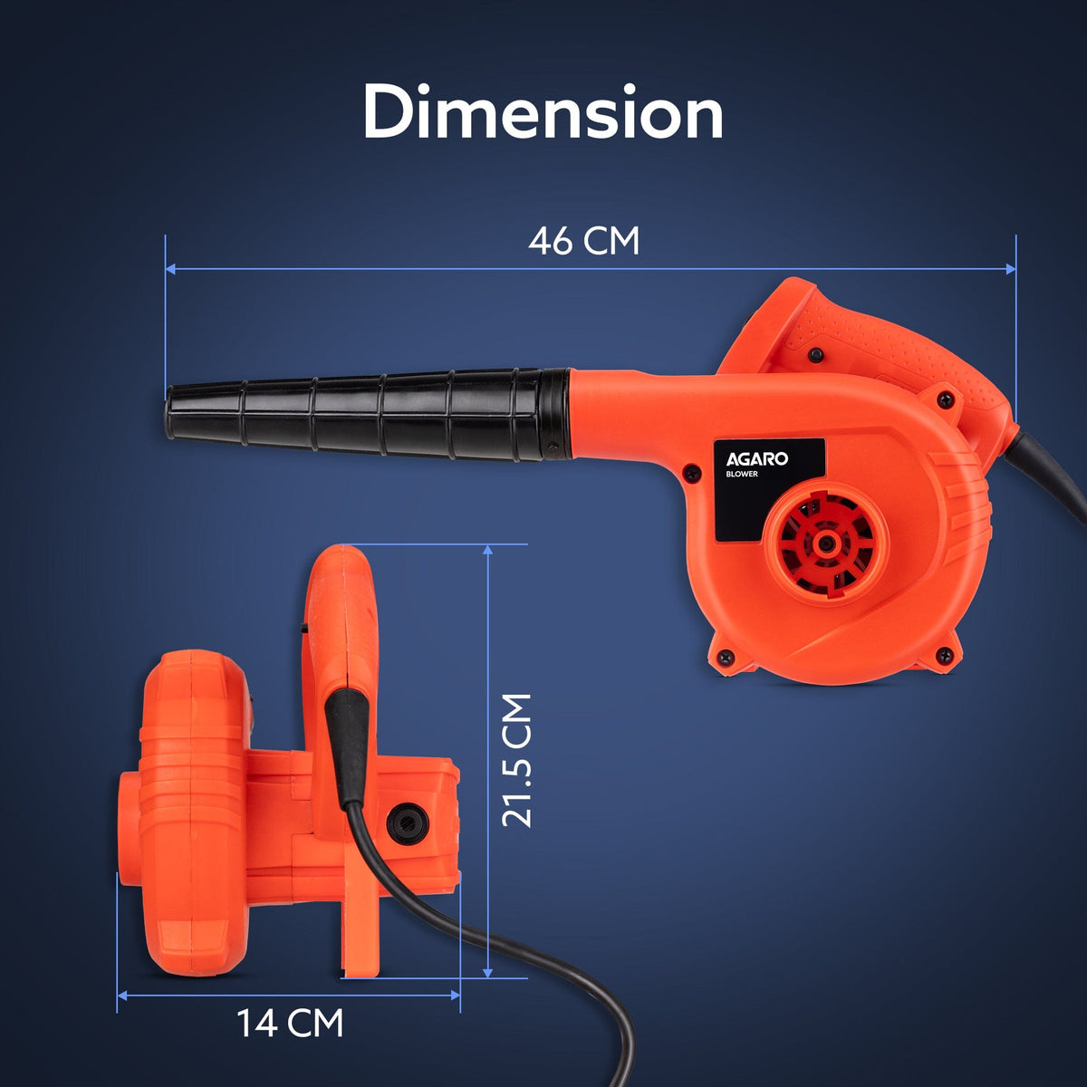 Regency Electric Air Blower, 600W, 13,000 RPM, 2.8 m³/min Airflow, Variable Speed Control, Red