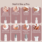 Prima Nail Drill & Polisher, Professional Nail Care at Home, Electric Nail Polisher, Manicure & Pedicure, Shape, Trim & Polish, 5 Speed, 8 Attachments, Rechargeable with Type C, Women, Men