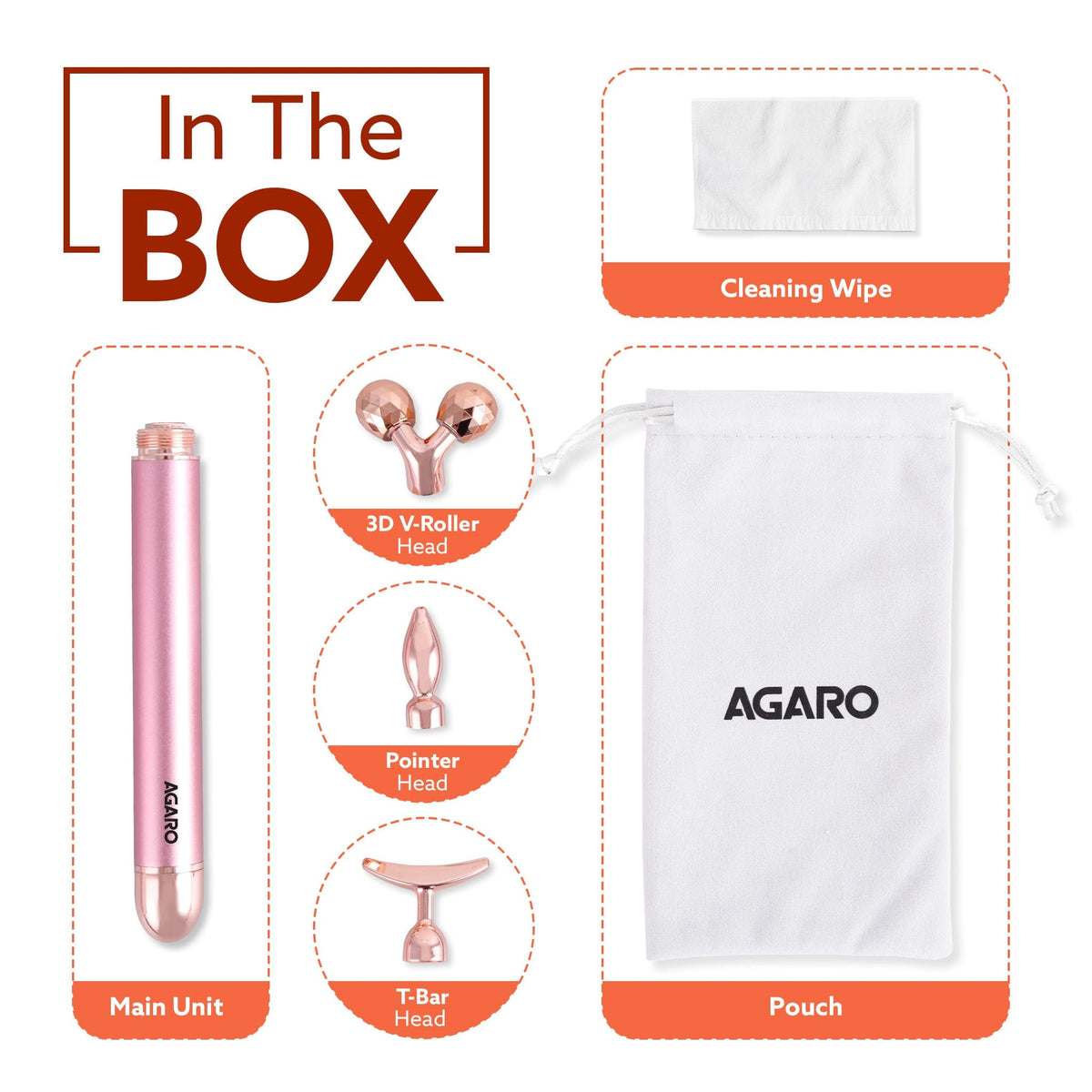 3-In-1 Face Roller, 3D V-Roller Head, Pointer Head, Facial Roller Kit for Face, Eye, Neck, Jade Roller, Anti-Aging Facial Massager for Anti-Wrinkle, (Rose Gold)
