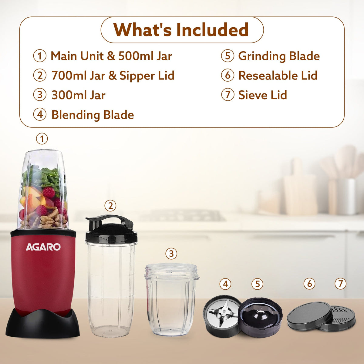 Regal Nutri Blender with 3 Jars, 400 Watts Personal Blender with 100% Copper Motor