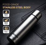 Delite Stainless Steel Flask with Bag, 1000ml, Up to 24 Hrs Hot & Cold, ISI Certified, Triple Vacuum Insulated, Leak Proof, Flip Lid Closure, BPA & Rust Free, for Travel, Office & Outdoor Use