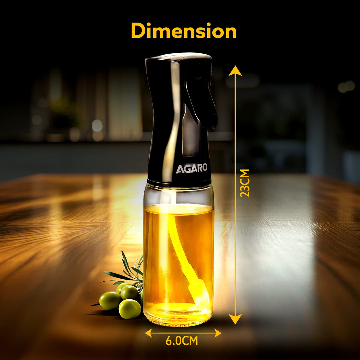 Elegant Oil Sprayer For Cooking, 200 Ml, Glass Body, Refillable Cooking Oil Spray Bottle, Oil Spritzer, Widely Used For Salad Making, Baking, Frying, Bbq, Portable,Brown