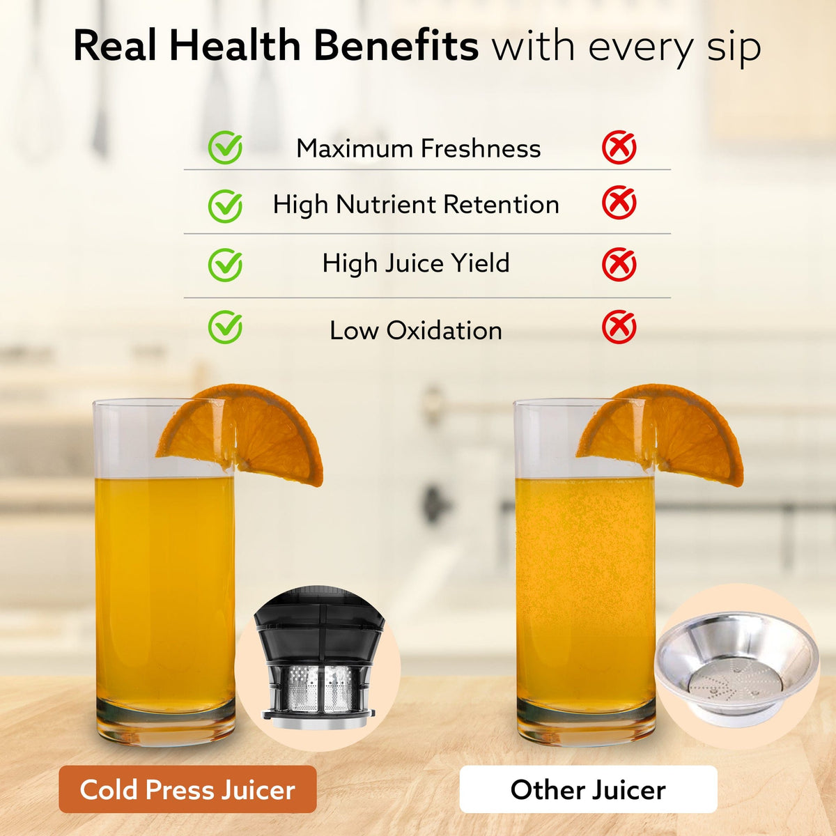 Regal Cold Press Slow Juicer, 250 Watt DC Motor, Easy Assembly & Cleaning, Auto Reverse, Advanced Safety Lock, Fruit & Vegetable Juicer & Nut Milk, Stainless Steel Filter, BPA Free Plastic