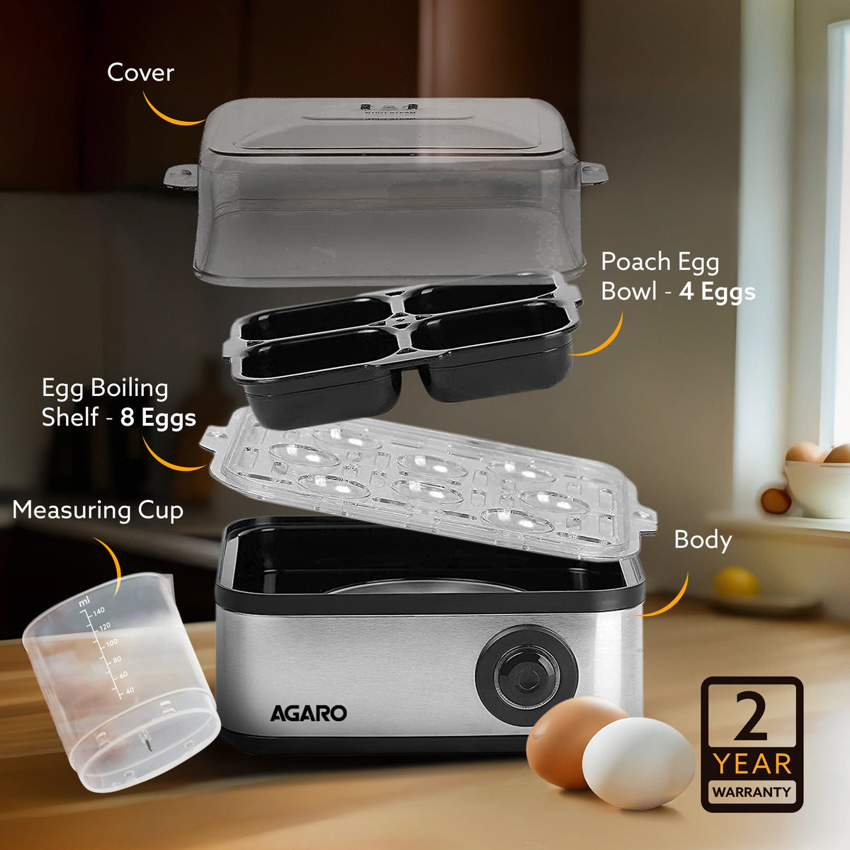 Grand Egg Boiler And Poacher - 500W, Silver