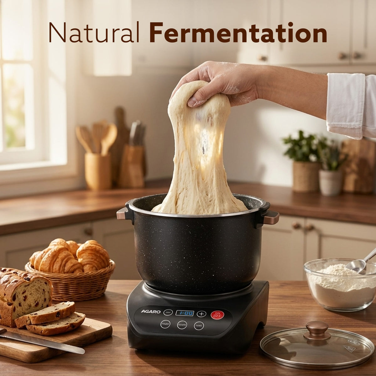 Regal Dough Maker Machine, 5L, 300W Electric Atta Maker with Automatic Dough Kneading, Ceramic-Coated Stainless Steel Bowl with lid