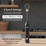 Regal Rechargeable Milk Frother, 3-Speed Handheld Electric Whisk with Stand, Portable Mixer for Coffee, Lattes, Hot Chocolates, Shakes & Eggs, Home & Office Use, Stainless Steel