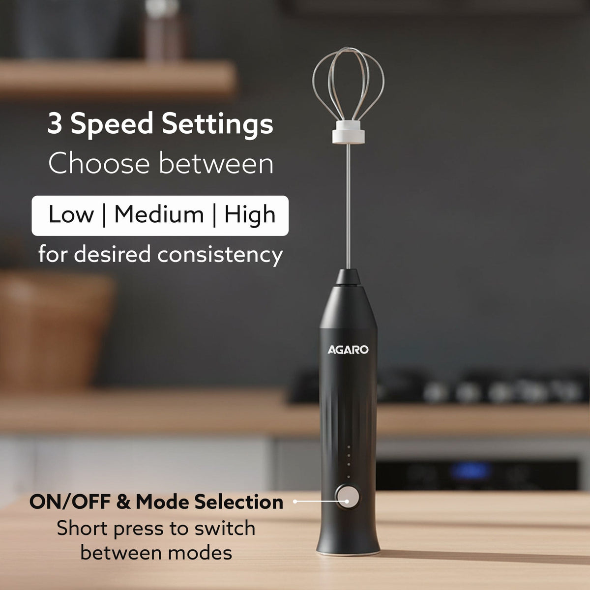 Regal Rechargeable Milk Frother, 3-Speed Handheld Electric Whisk with Stand, Portable Mixer for Coffee, Lattes, Hot Chocolates, Shakes & Eggs, Home & Office Use, Stainless Steel