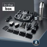 Royal Multi Grooming Kit For Men, 9in1, Shave| Trim | Style, Face Head Body Trimmer, Self Sharpening Stainless Steel Blade, 5 Combs, Metal Body, Type C Fast Charging, 120 Min Usage, IPX7, Silver