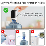Delite Electric Water Dispenser Pump for 20 Litre Water Bottle | USB Charging, Portable Automatic Drinking Water Pump for Home, Office, Travel & Kitchen, Camping, Party