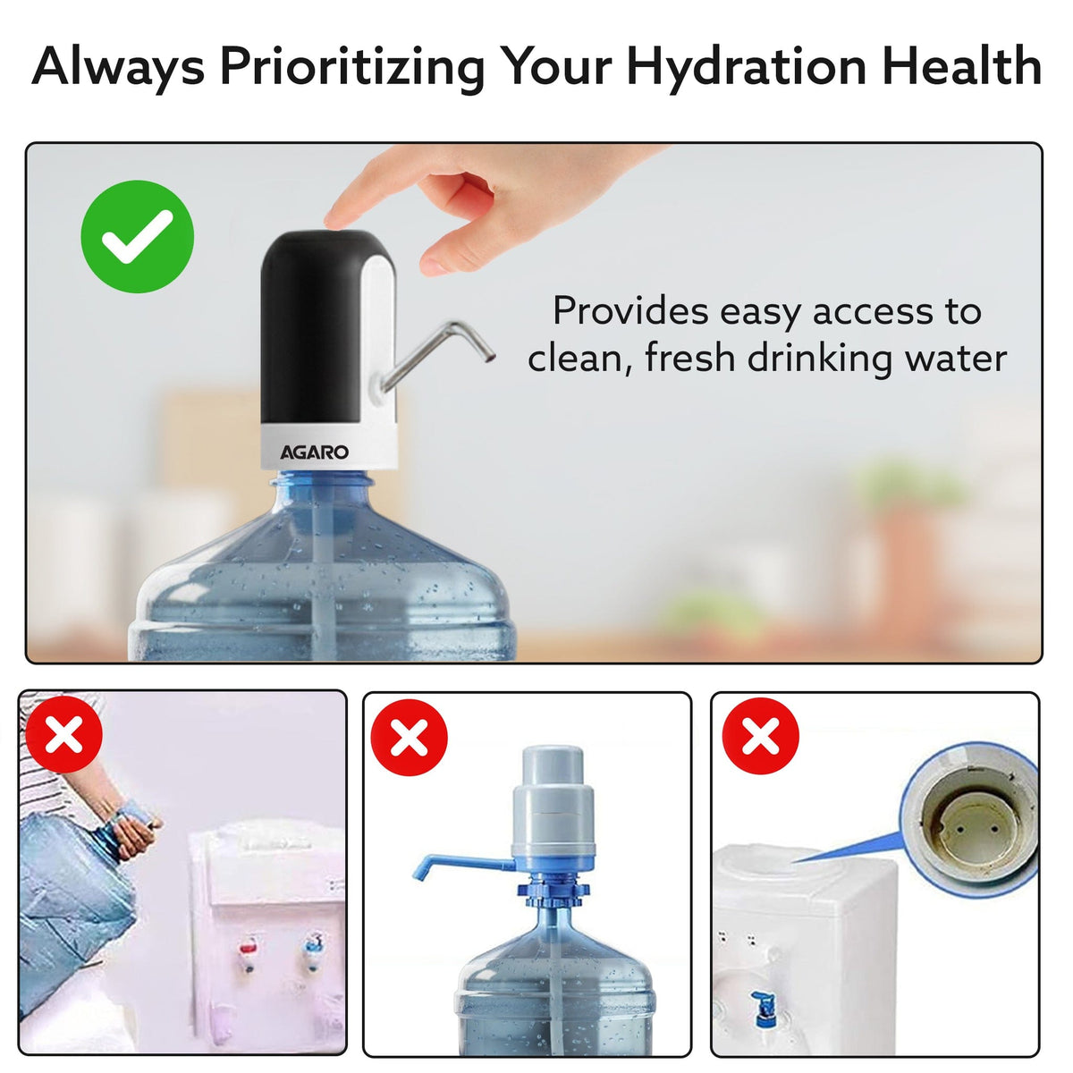 Delite Electric Water Dispenser Pump for 20 Litre Water Bottle | USB Charging, Portable Automatic Drinking Water Pump for Home, Office, Travel & Kitchen, Camping, Party