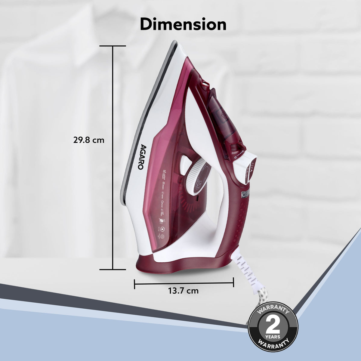 Imperial Steam Iron, 2200W,  Maroon