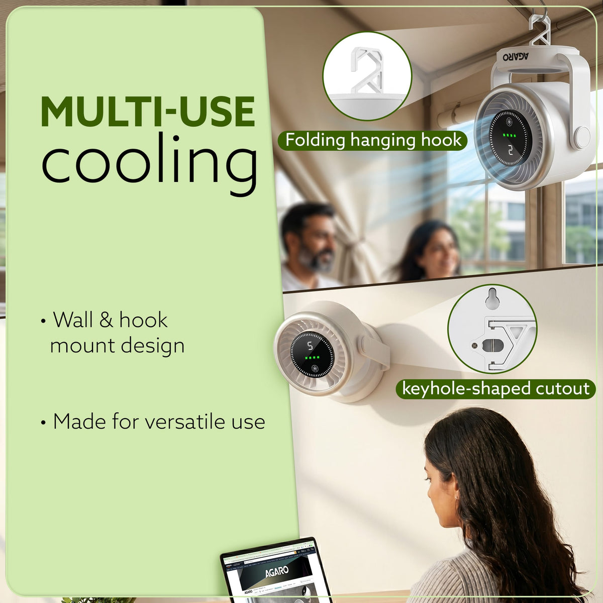 Regal Rechargeable Digital Desk Fan, 6 Inch, 3600mAh Battery, 5 Speeds, Type-C Charging, LED Display, Brushless Motor, Low Noise Operation, Personal Mini Table Fan for Home Office Bedroom Travel