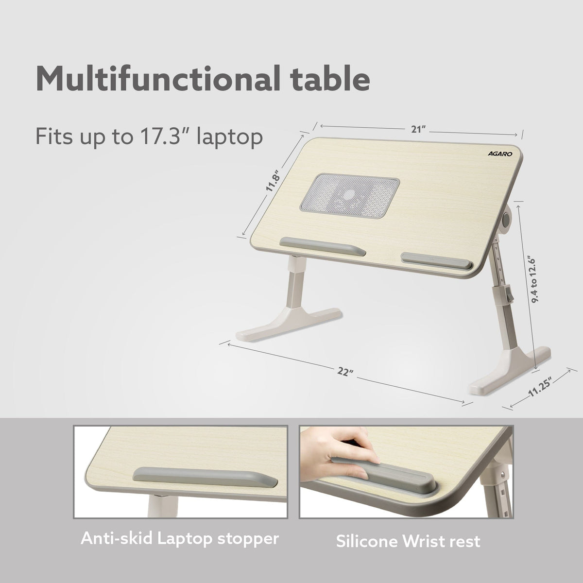Laptop Table with 1800 RPM USB Cooling Fans