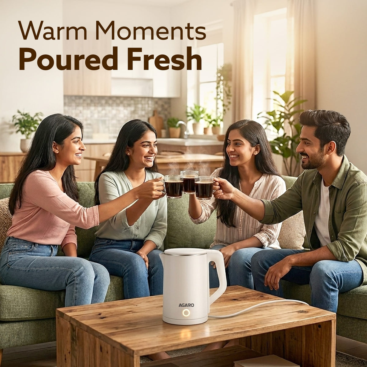 Elegant Electric Kettle, 1.8L, Double Layered Kettle, White