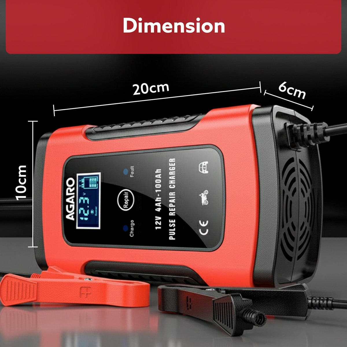 Car Battery Charger, 12V, 5A, Fully Automatic, Smart Car & Bike Battery Charger & Maintainer, Pulse Repair, LCD Display, Temperature Control, for AGM, Gel, Calcium & Wet Lead-Acid Batteries