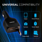 Turbo 84W 3 in1 Car Charger with 86 cm Retractable Cable (30W Type-C PD) & Dual Port (18W USB-A & 30W Type-C) for Android, iPhone, iPad, Earbuds, Tablet, Power Bank & USB-powered devices (Black)