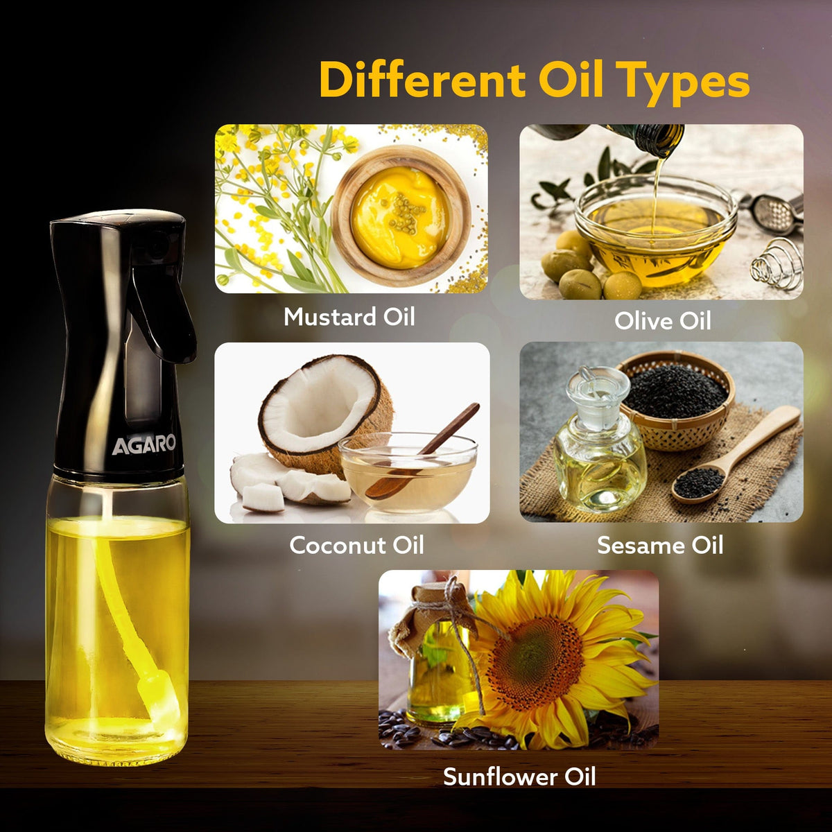 Elegant Oil Sprayer For Cooking, 200 Ml, Glass Body, Refillable Cooking Oil Spray Bottle, Oil Spritzer, Widely Used For Salad Making, Baking, Frying, Bbq, Portable,Brown