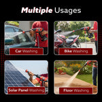 Marvel Cordless High Pressure Washer Gun | 24V Rechargeable Battery (2 x 1500mAh) | 110–240V | 10 Bar | 6-in-1 Adjustable Nozzle | 5M Hose Pipe | Car & Bike Wash | Premium Build with Cloth