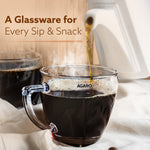 Elegant Glass Cup, 200ml, Set of 6, Crystal Clear Espresso Coffee Cup, Toughened Glass Wall with Handle, for Hot Cofee, Cappuccino, Milk, Latte, Green Tea & Black Tea