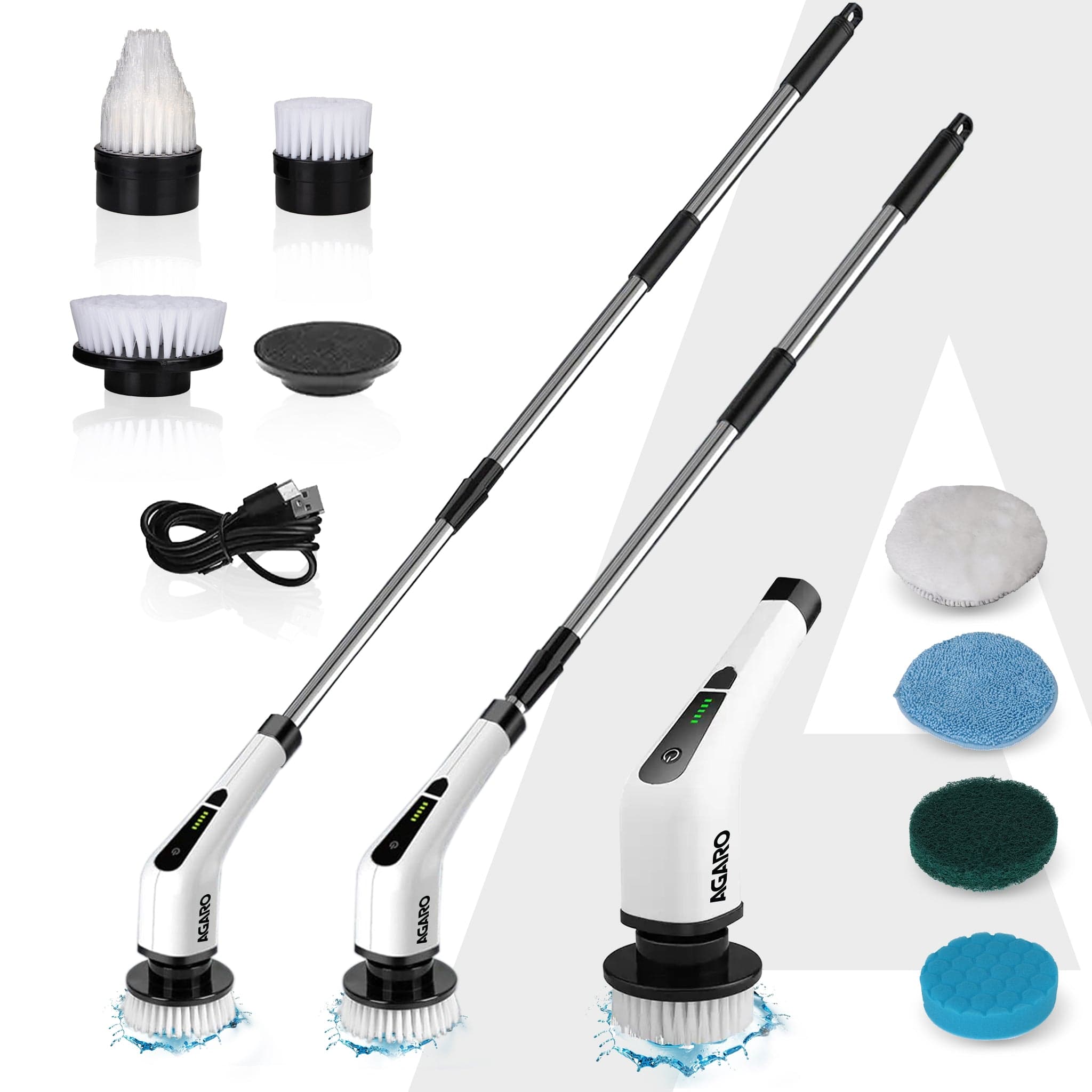 Royal Electric Spin Scrubber, Cleaning Brush Scrubber for Home, 400RPM/Mins-8 Replaceable Brush Heads-90Mins Work Time,3 Adjustable Size,2 Adjustable Speeds for Bathroom Shower Bathtub Glass Car
