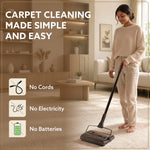 Delite Manual Carpet Cleaner for Pet Hair Rugs Mattresses – No Batteries, Push & Pull, Tangle-Free Brush, Easy-Dump Dustbin (Not for Hard Floors)