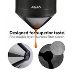 Pour Over Coffee Maker with Double Mesh Filter, Food Grade 304 Stainless Steel & Plastic Coffee Dripper, 100% Paperless, Foldable-Portable & Easy to Clean, Retains True Coffee Flavour