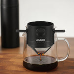 Pour Over Coffee Maker with Double Mesh Filter, Food Grade 304 Stainless Steel & Plastic Coffee Dripper, 100% Paperless, Foldable-Portable & Easy to Clean, Retains True Coffee Flavour
