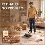 Delite Manual Carpet Cleaner for Pet Hair Rugs Mattresses – No Batteries, Push & Pull, Tangle-Free Brush, Easy-Dump Dustbin (Not for Hard Floors)