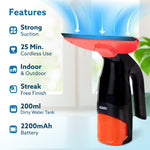 Delite Electric Glass Vacuum Cleaner, Spray & Vacuum, 28 Cm Suction Blade, Cordless, 360 ML Spray Bottle, Portable, Efficient for Cleaning Window Glass, Tiles, Glass Tables, Red & Black