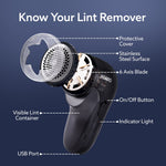 2417 Lint Remover, Electric Fabric Shaver, Rechargeable, Stainless Steel Blades