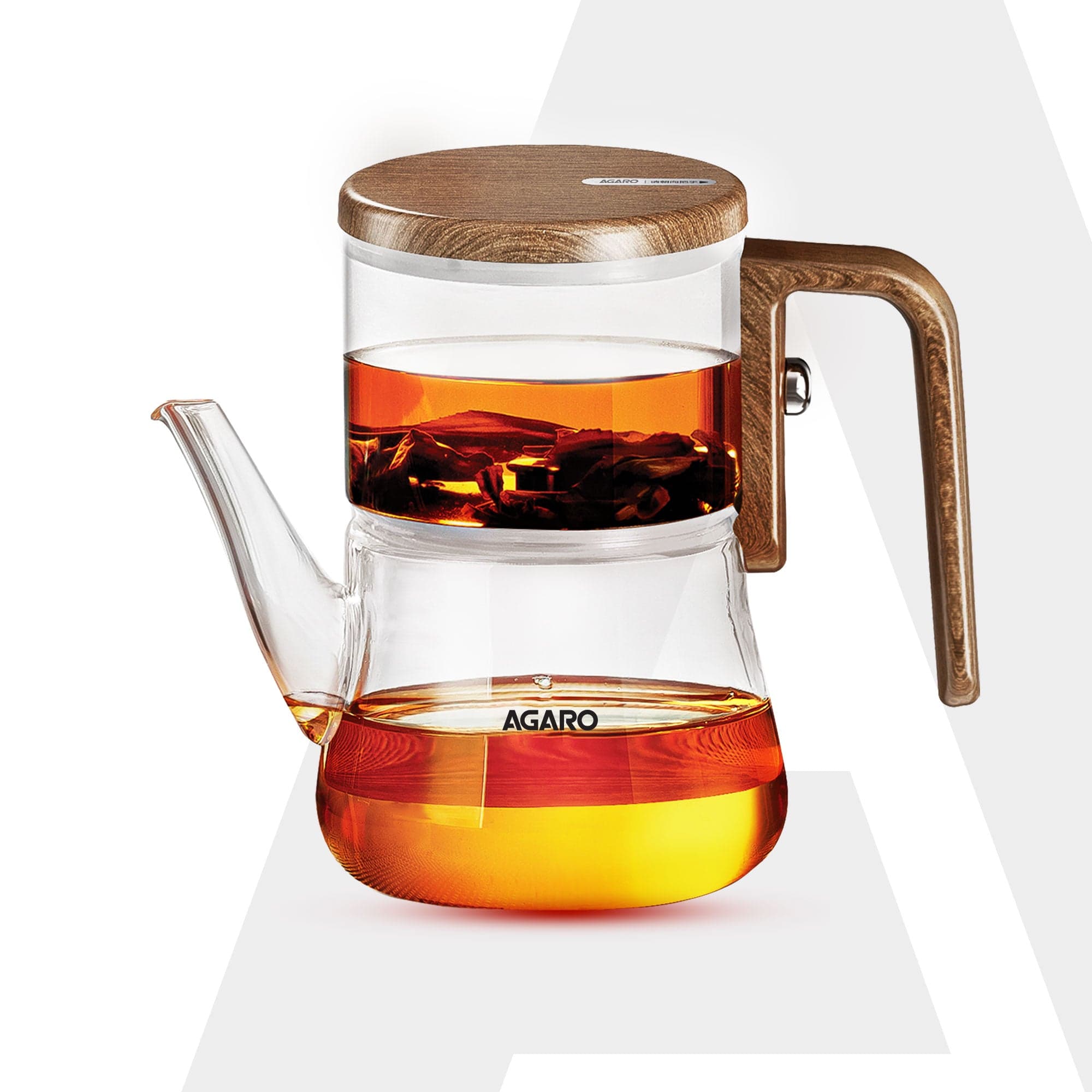 Elite Borosilicate Glass Tea Pot for Loose Tea, Stainless Steel Infuser, 760ml, Anti Scaled Side Handle, Heat Resistant, One-Touch Magnetic Filtration & Water Separation, for Home & Office
