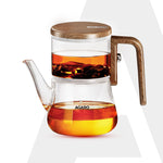 Elite Borosilicate Glass Tea Pot for Loose Tea, Stainless Steel Infuser, 760ml, Anti Scaled Side Handle, Heat Resistant, One-Touch Magnetic Filtration & Water Separation, for Home & Office