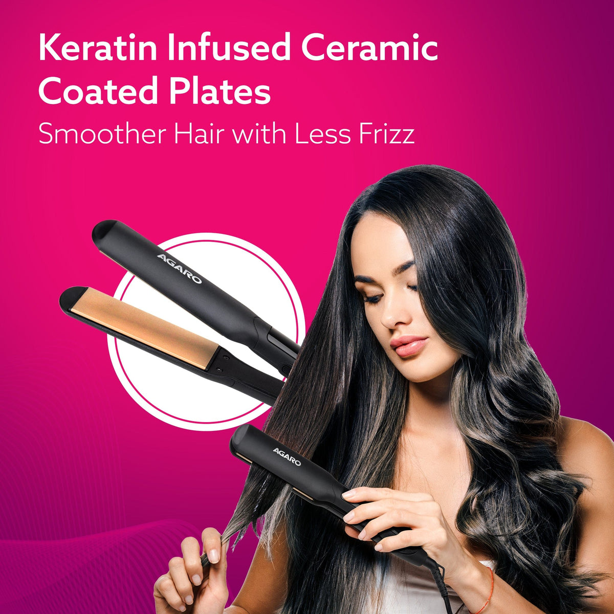 Elite Hair Straightener, Wide/Broad Plate, Keratin Infused Ceramic Coated Plate, For Long/Medium Hair
