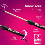 HC9007 Hair Curler With 7 MM Barrel, Rod, Tong, Chopstick Rectangular Hair Curler, Ceramic Coated Plates, Cool Touch Tip, Fast Heating, For Men Women, Maggie Curl, Hair Curling, Styling, Rose Gold & Black
