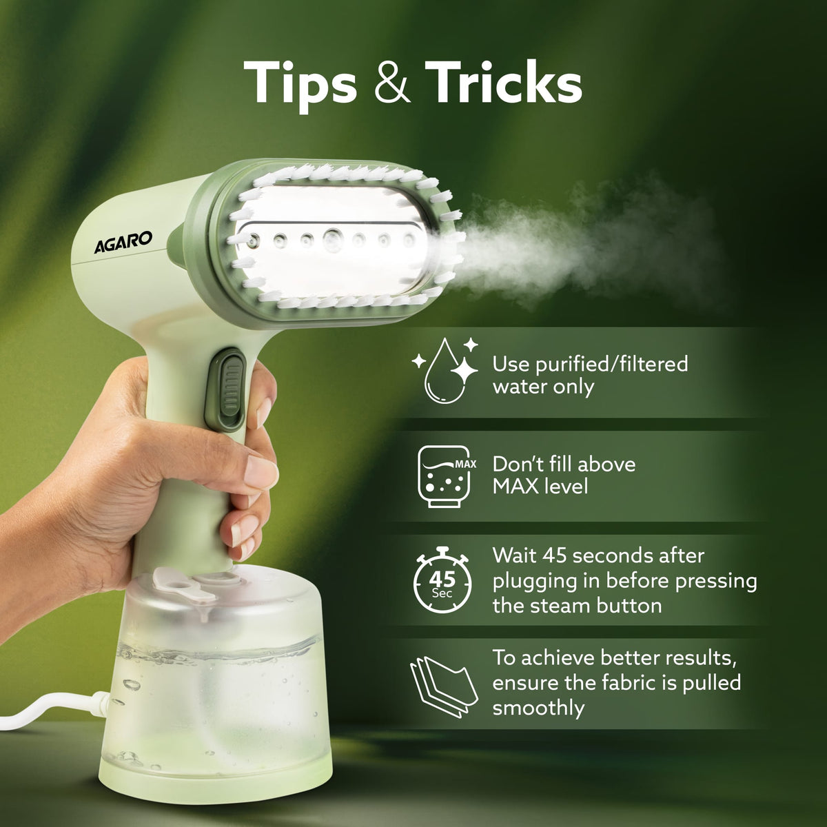 Regency Handheld Garment Steamer, Wrinkle Remover, Iron, Fast Heat, Ceramic Steam Nozzle, 1200W, 250 ML Water Tank, Detachable Fabric Brush