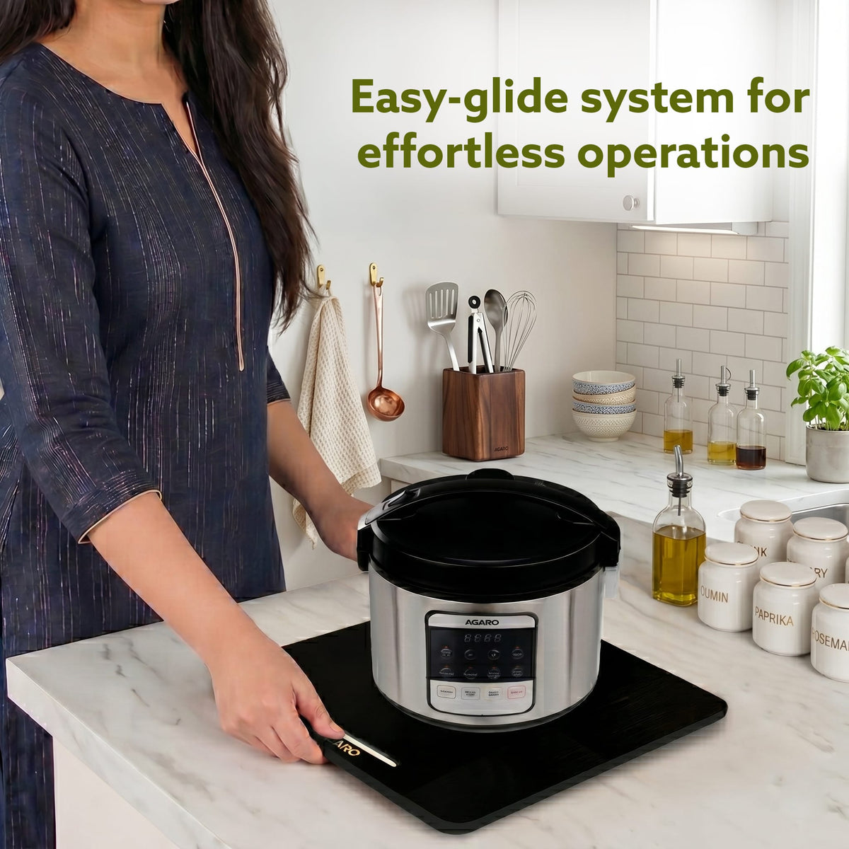 Elite Sliding Tray S1, for Kitchen Appliances, Smooth Countertop Slider Tray with Rubber Wheels for Coffee Machine, Mixer Grinder, Air Fryer, Micro Oven & More, Anti-Slip & Durable Build, Black