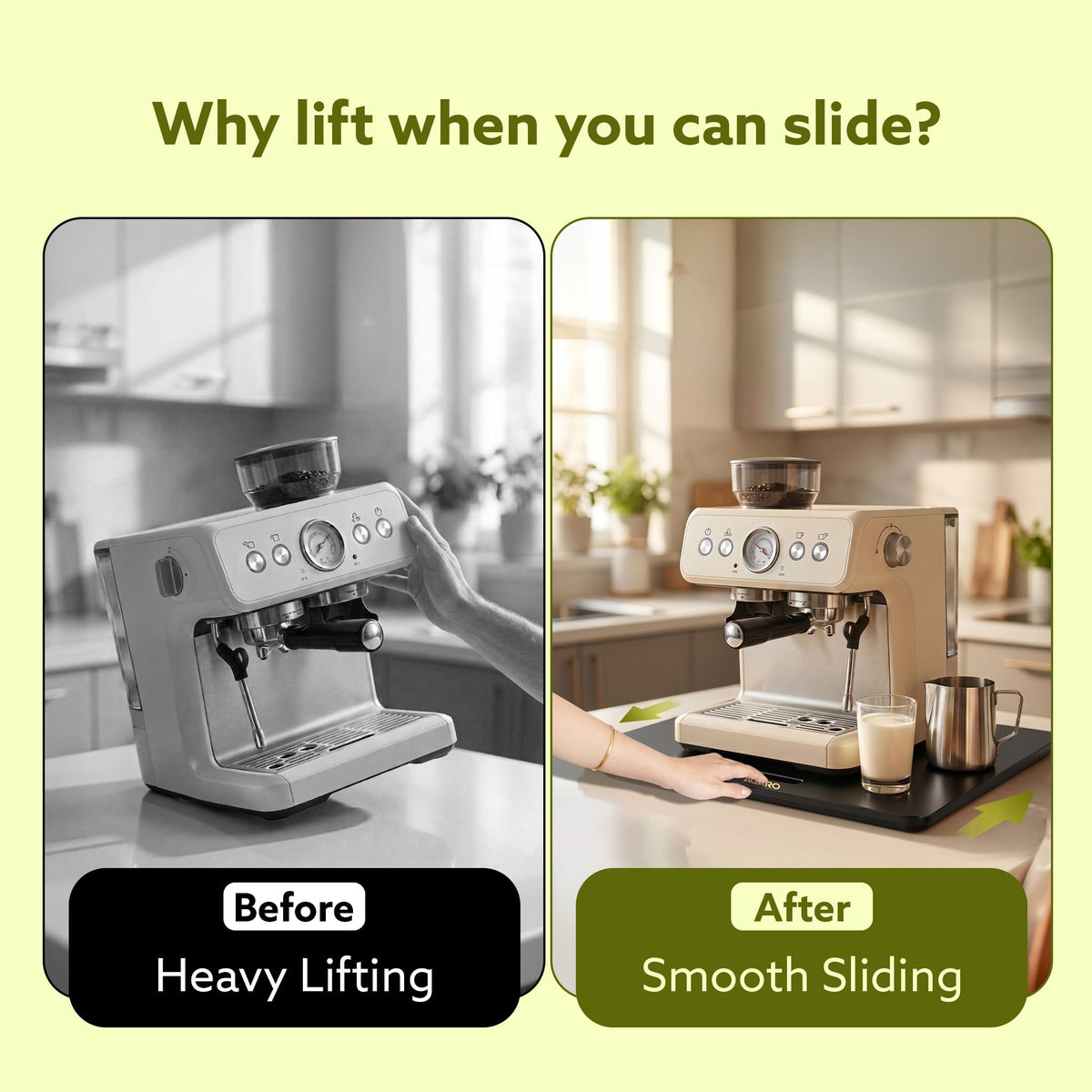 Elite Sliding Tray S2, for Kitchen Appliances, Smooth Countertop Slider Tray with Rubber Wheels for Coffee Machine, Mixer Grinder, Air Fryer, Micro Oven & More, Anti-Slip & Durable Build, Black