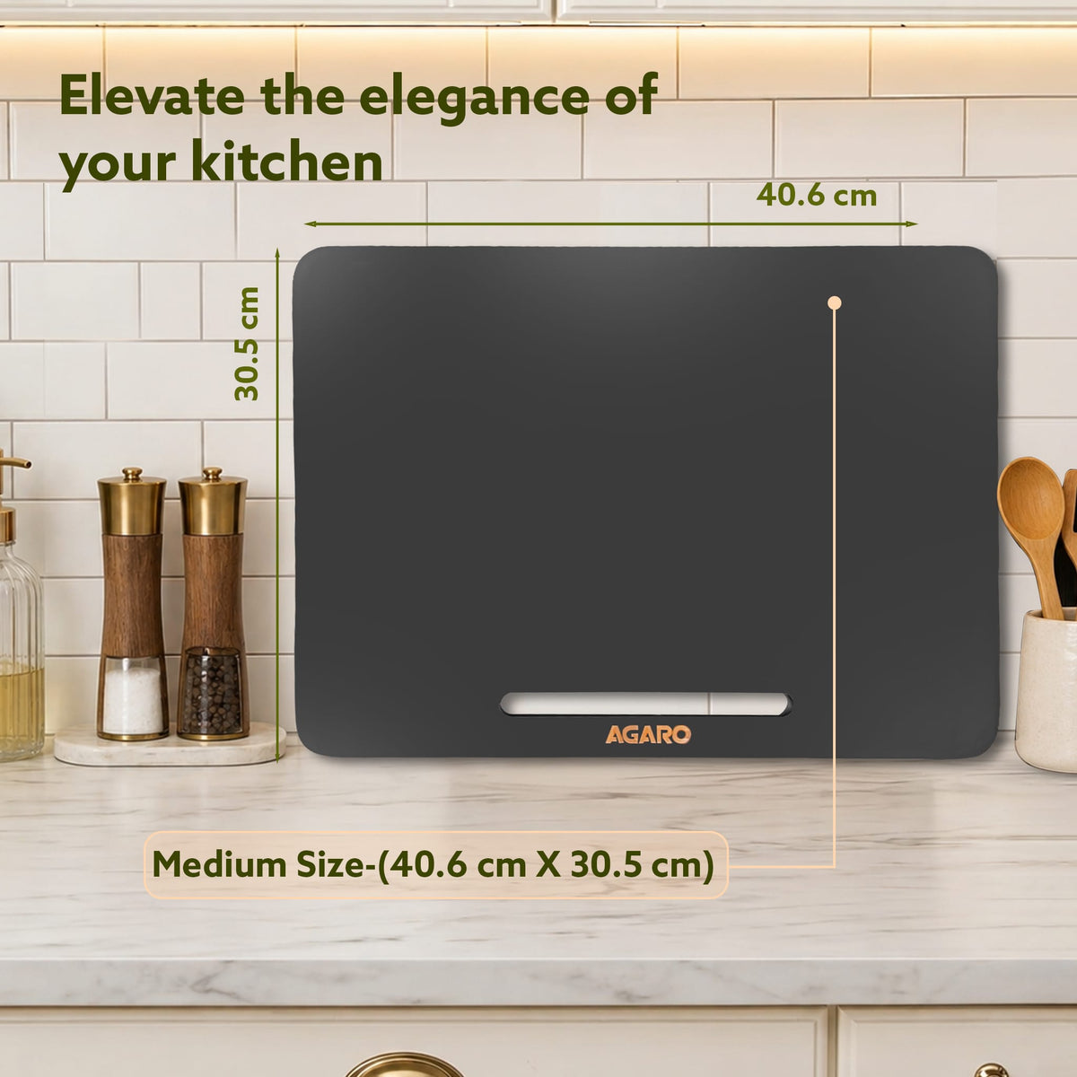 Elite Sliding Tray S2, for Kitchen Appliances, Smooth Countertop Slider Tray with Rubber Wheels for Coffee Machine, Mixer Grinder, Air Fryer, Micro Oven & More, Anti-Slip & Durable Build, Black