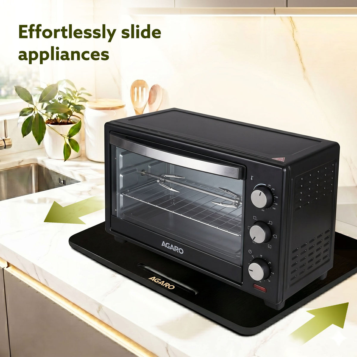 Elite Sliding Tray S3, for Kitchen Appliances, Smooth Countertop Slider Tray with Rubber Wheels for Coffee Machine, Mixer Grinder, Air Fryer, Micro Oven & More, Anti-Slip & Durable Build, Black