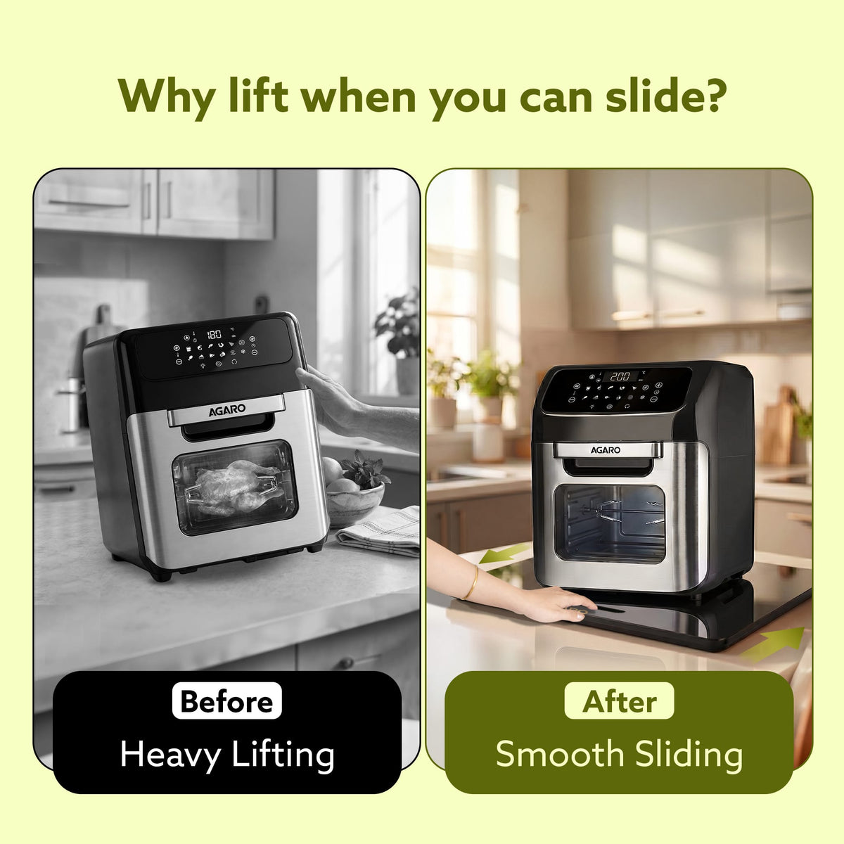 Elite Sliding Tray S3, for Kitchen Appliances, Smooth Countertop Slider Tray with Rubber Wheels for Coffee Machine, Mixer Grinder, Air Fryer, Micro Oven & More, Anti-Slip & Durable Build, Black