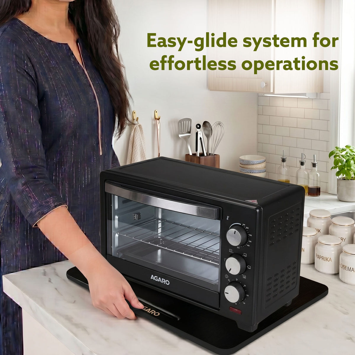 Elite Sliding Tray S3, for Kitchen Appliances, Smooth Countertop Slider Tray with Rubber Wheels for Coffee Machine, Mixer Grinder, Air Fryer, Micro Oven & More, Anti-Slip & Durable Build, Black