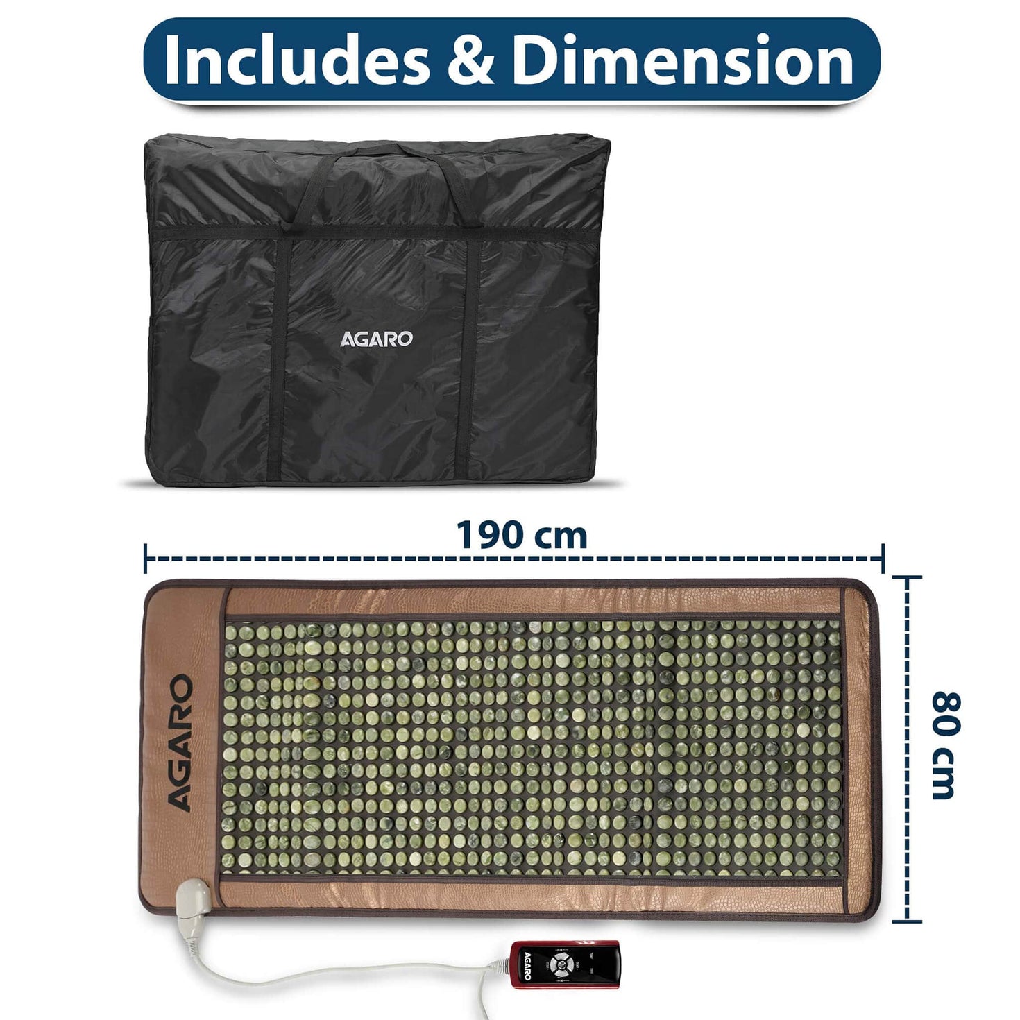 AGARO Natural Jade Stone FAR Infrared Ray Therapy Heating Mat, Helps in